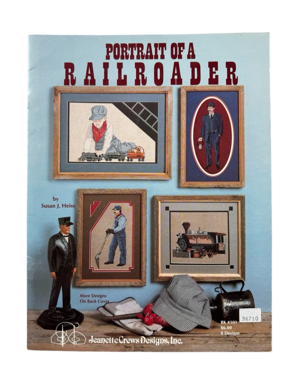 Vintage Portrait of a Railroader Cross Stitch Design Booklet Country Western ‘89